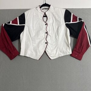 Vtg Jacket Western Cowboy Rodeo Cowgirl Colorblock 90s Country Cropped Cute XL *